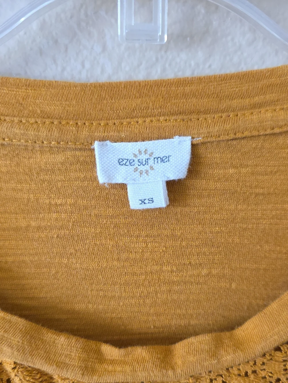 Anthropologie Eze Sur Mer Mustard Piana Eyelet Boho Top - Size XS